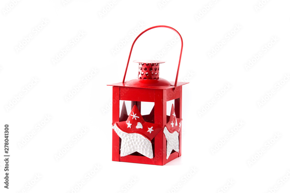 Red Christmas lantern isolated on white background