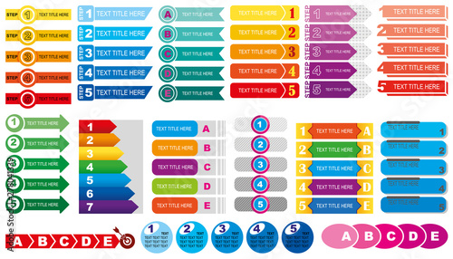 Multicolor set of infographic template. Color frames for headings and text.