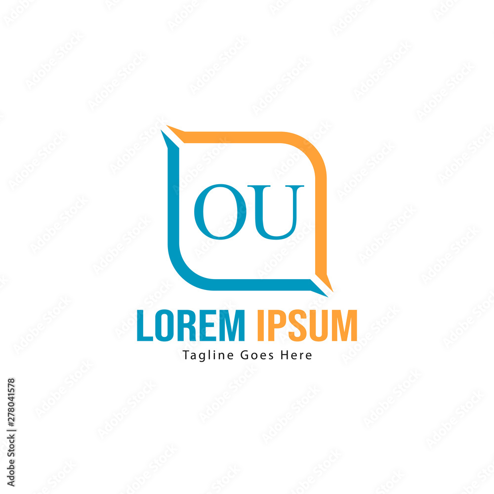 Initial OU logo template with modern frame. Minimalist OU letter logo vector illustration Initial OU logo template with modern frame. Minimalist OU letter logo vector illustration