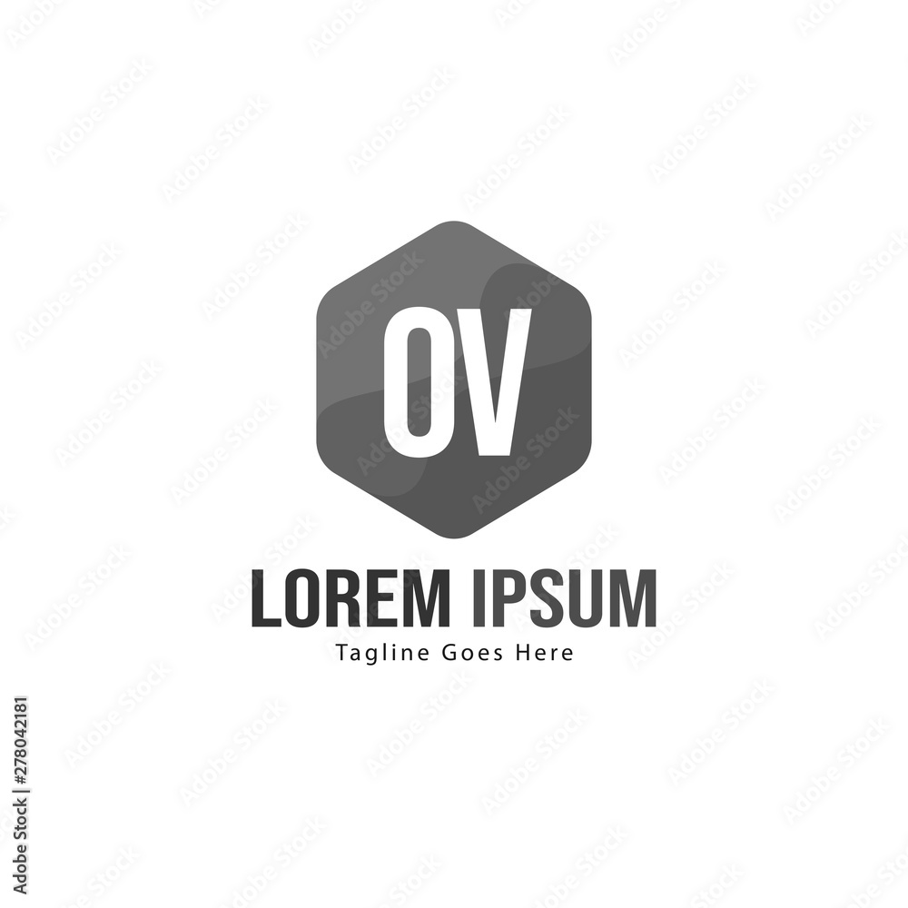 Initial OV logo template with modern frame. Minimalist OV letter logo vector illustration