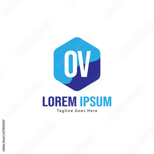 Initial OV logo template with modern frame. Minimalist OV letter logo vector illustration © Robani