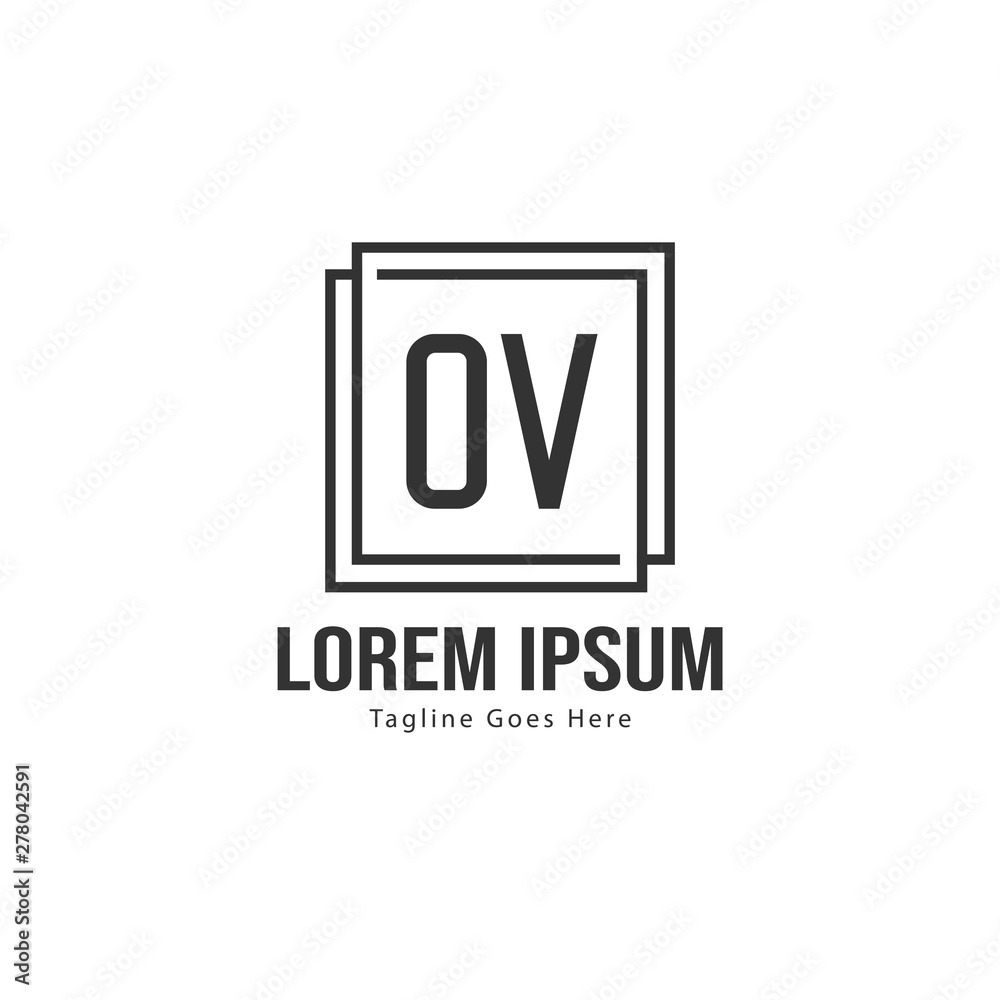Fototapeta premium Initial OV logo template with modern frame. Minimalist OV letter logo vector illustration