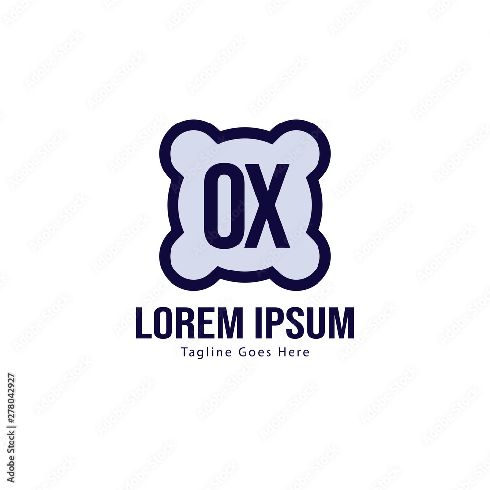Initial OX logo template with modern frame. Minimalist OX letter logo vector illustration Initial OX logo template with modern frame. Minimalist OX letter logo vector illustration