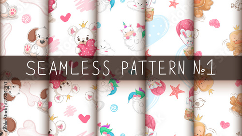 Set cute animal - seamles pattern