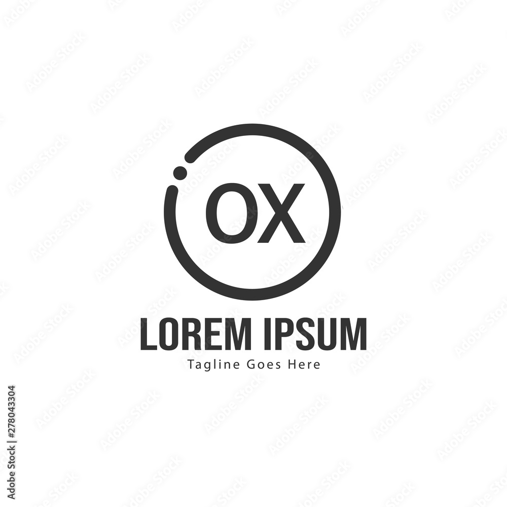 Initial OX logo template with modern frame. Minimalist OX letter logo vector illustration