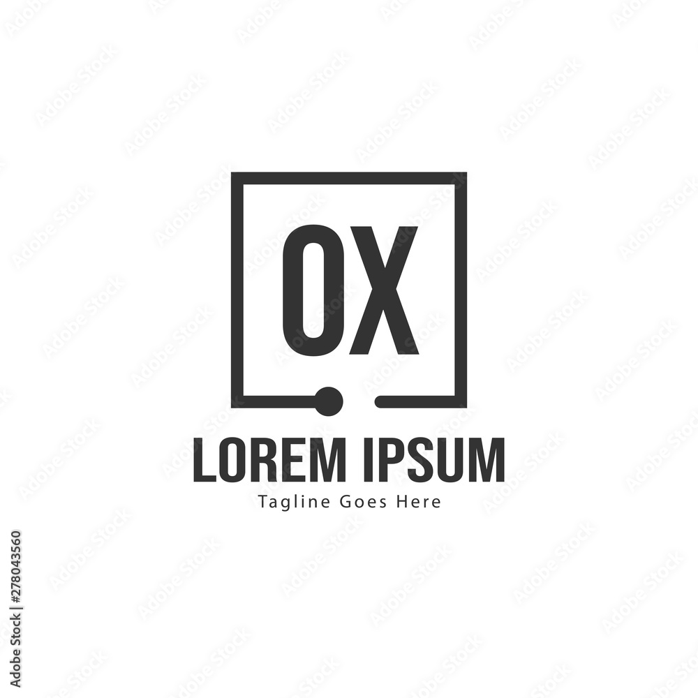 Initial OX logo template with modern frame. Minimalist OX letter logo vector illustration