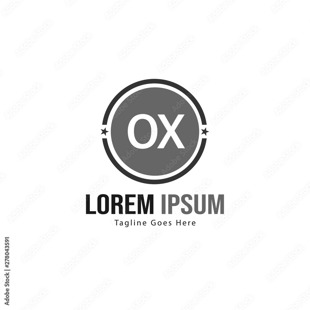 Obraz premium Initial OX logo template with modern frame. Minimalist OX letter logo vector illustration