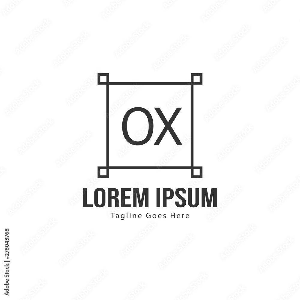 Initial OX logo template with modern frame. Minimalist OX letter logo vector illustration