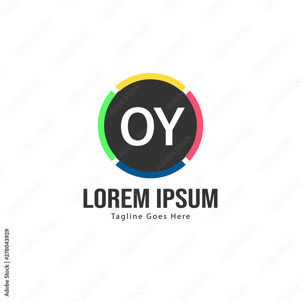 Initial OY logo template with modern frame. Minimalist OY letter logo vector illustration