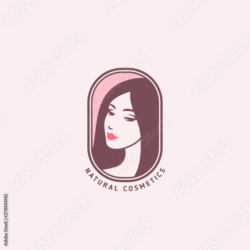 Woman face emblem pink