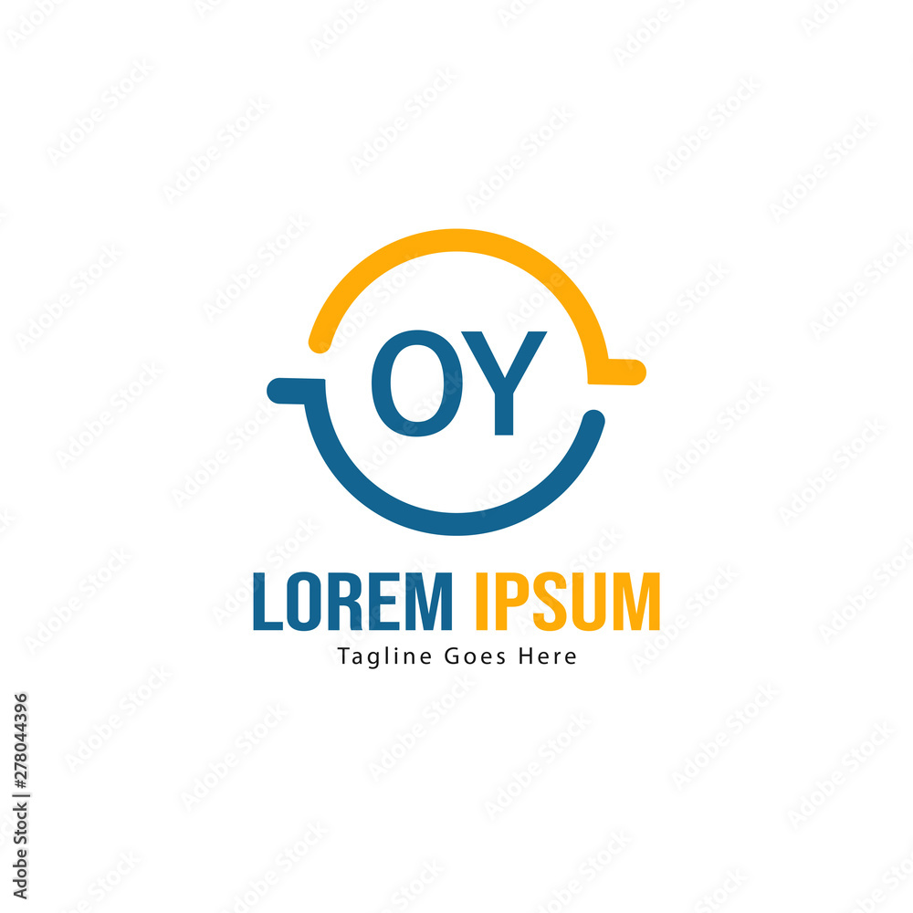 Initial OY logo template with modern frame. Minimalist OY letter logo vector illustration Initial OY logo template with modern frame. Minimalist OY letter logo vector illustration