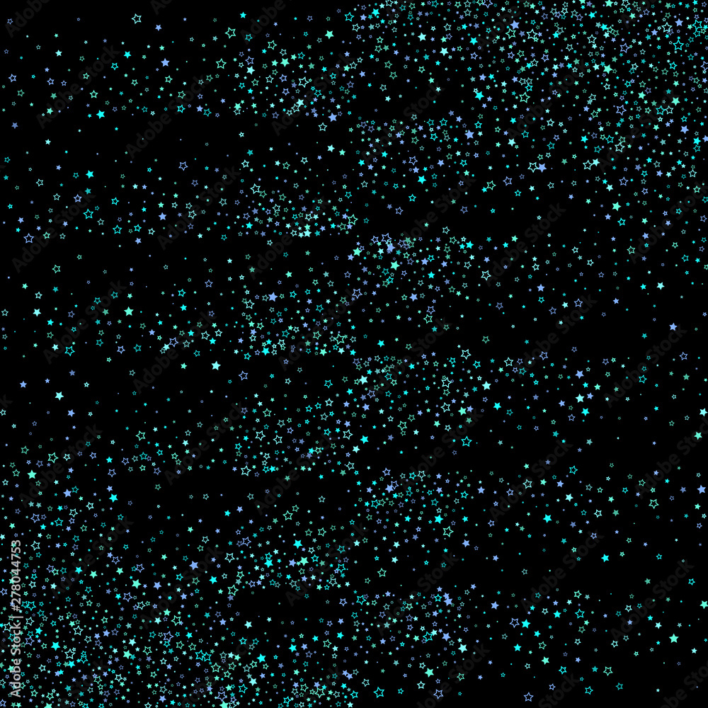 Blue, cyan, turquoise glitter stars, confetti.