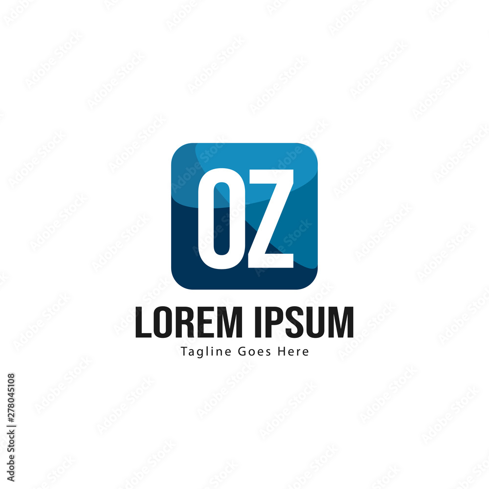 Initial OZ logo template with modern frame. Minimalist OZ letter logo vector illustration