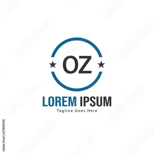 Initial OZ logo template with modern frame. Minimalist OZ letter logo vector illustration