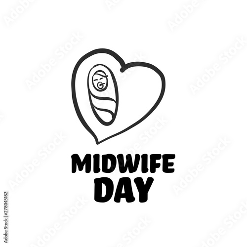 midwife day icon with lettering