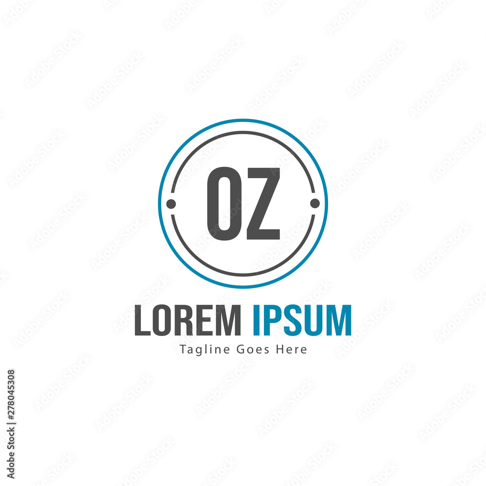 Initial OZ logo template with modern frame. Minimalist OZ letter logo vector illustration