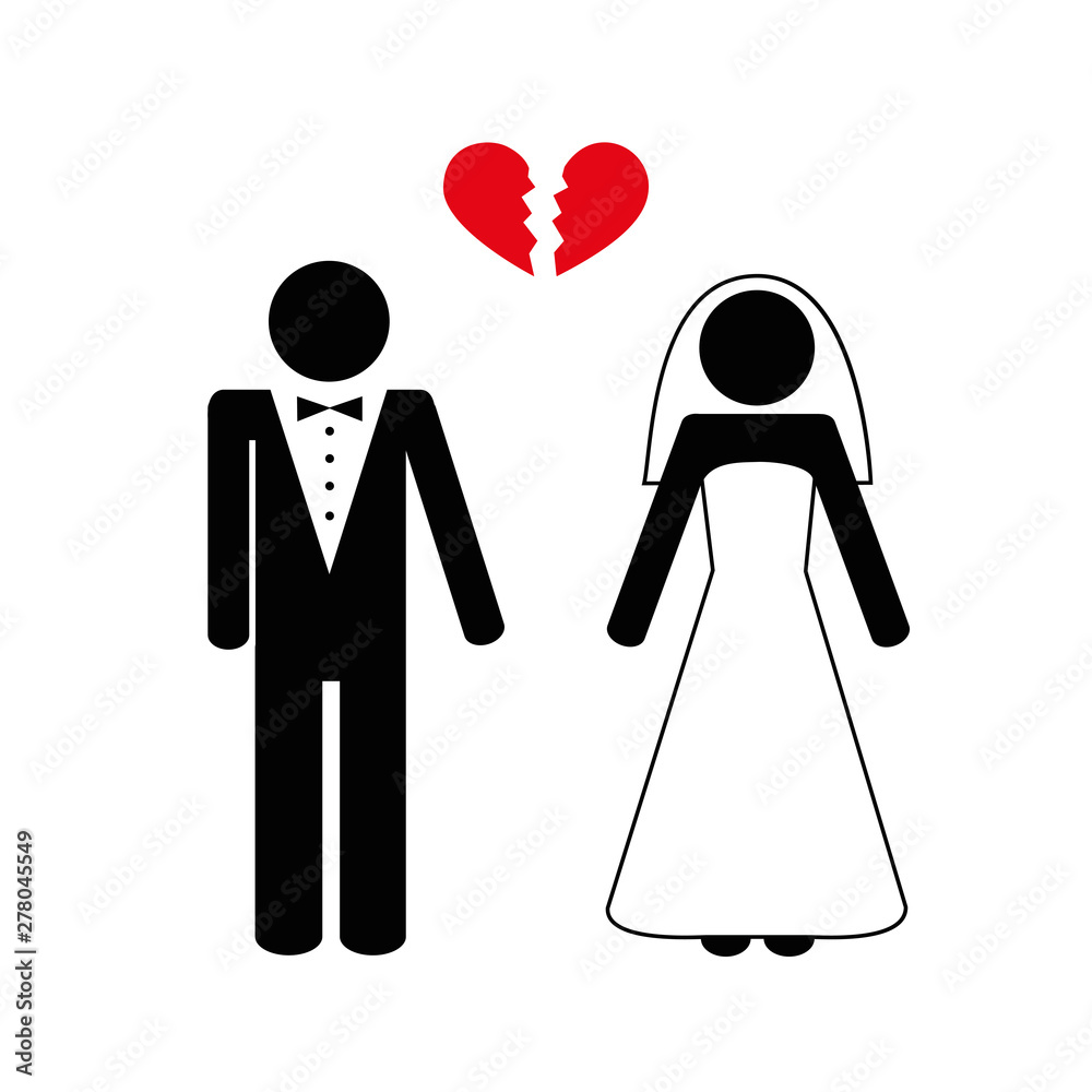 divorced bridge and groom picrogram vector illustration EPS10 divorced bridge and groom picrogram vector illustration EPS10