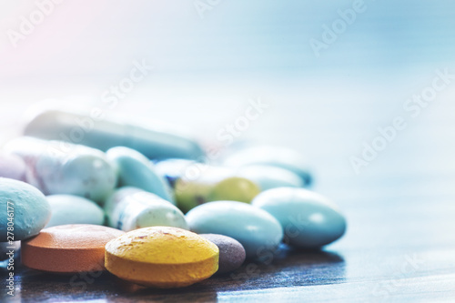 Pills and capsules, social issue, medicine and the pharmaceutical industry