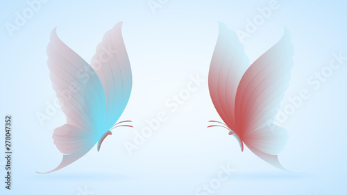 Beautiful abstract butterflies isolated on white background. Bundle of decorative design elements. Vector illustration