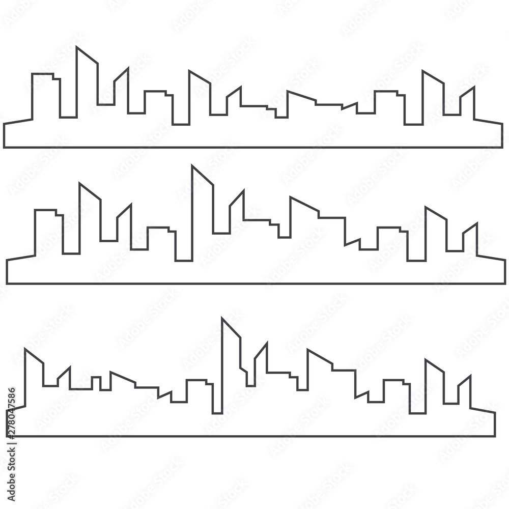 City landscape template. Thin line City landscape. Downtown landscape vector