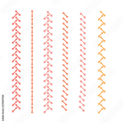 Embroidery pattern. Stitches on white background. Sewing machine stitches zig zag line