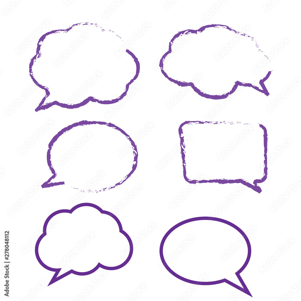 Big set hand drawn monochrome comic speech bubbles. Stickers of speech bubbles vector Big set hand drawn monochrome comic speech bubbles. Stickers of speech bubbles vector