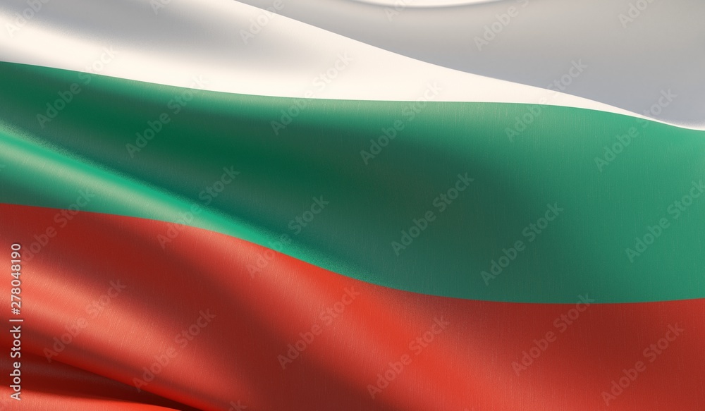 High resolution close-up flag of Bulgaria. 3D illustration.