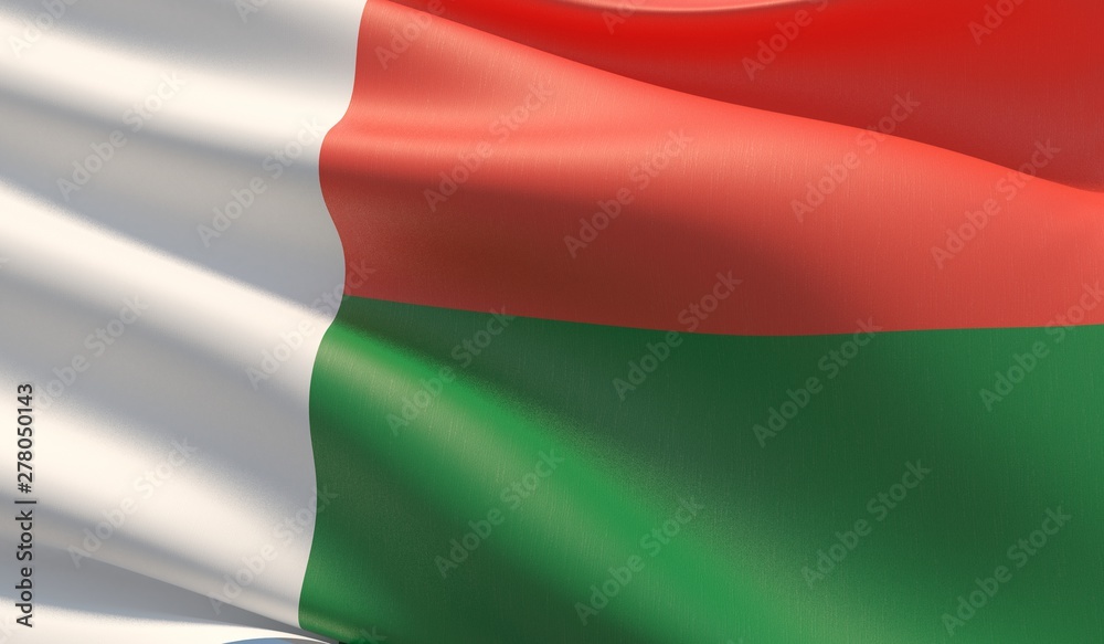 Fototapeta premium High resolution close-up flag of Madagascar. 3D illustration.