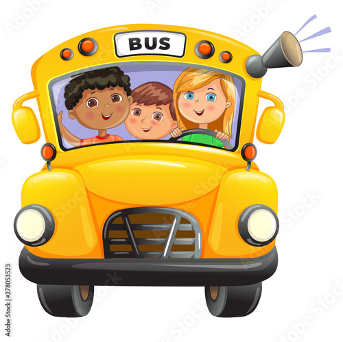 Yellow bus with kids