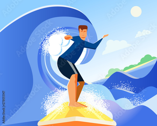 vector illustration of a surfer