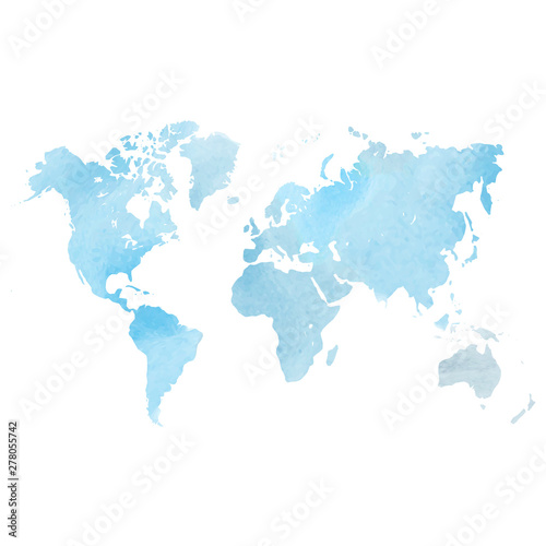 Blue watercolor map of World. Vector illustration