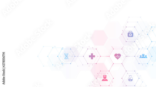 Medical background with flat icons and symbols