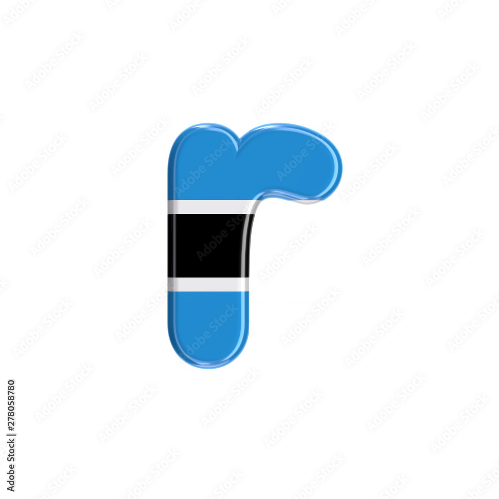 Botswana flag letter R - Lower-case 3d Batswana font - Suitable for Africa, Gaborone or politics related subjects Botswana flag letter R - Lower-case 3d Batswana font - Suitable for Africa, Gaborone or politics related subjects