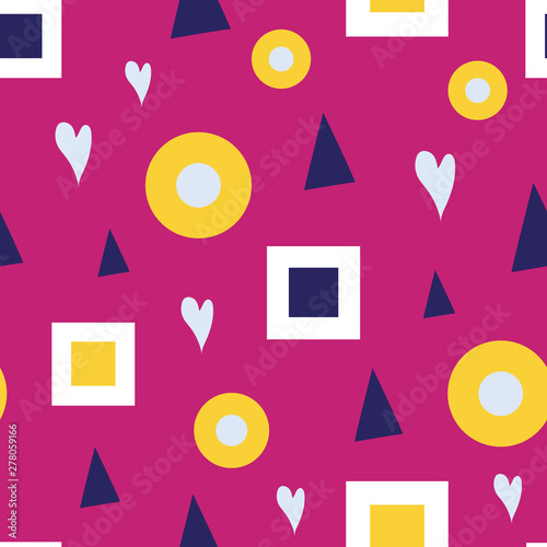 Obraz na plátně Seamless pattern of bubbles and squares on a burgery background.