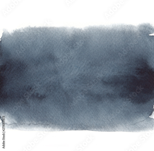 Hand drawn watercolor dark blue border horizintal background photo