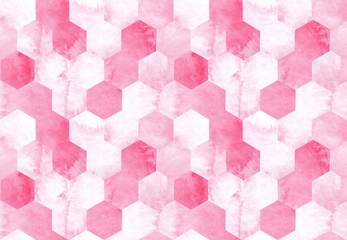 Crédence de cuisine Hexagone patrons Hexagones aquarelle marbre rose dessinés  © Alunya Kot