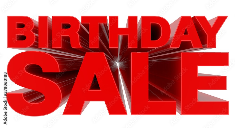 BIRTHDAY SALE word on white background 3d rendering