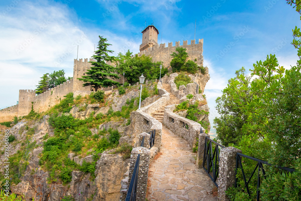 Castle in San Marino. Rocca della Guaita Tower. Famous San Marino landmark