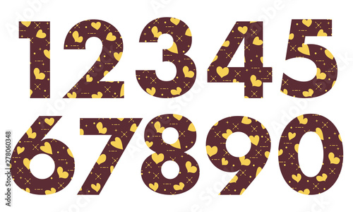 Arabic numerals with hearts.