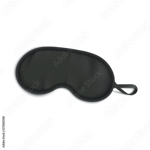 Blank black sleeping or blindfold mask mockup vector illustration isolated.