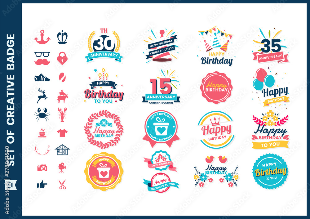 Birthday Retro Vector for banner Birthday Retro Vector for banner