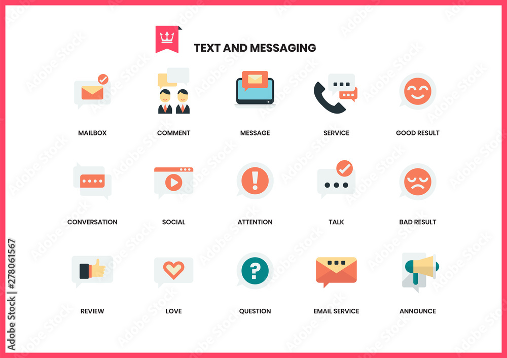 Text icons set for business