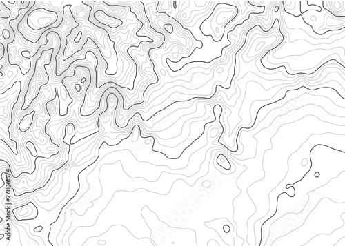 Contour topo map in black/white 