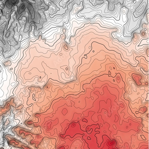 Red-grey topographical map with contour lines