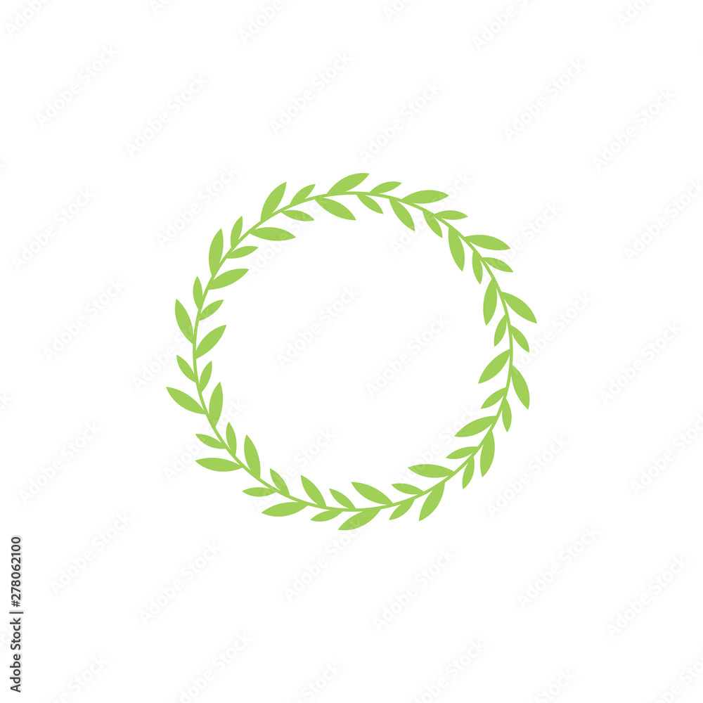Circular laurel foliate or olive greek award wreath in green vector illustration element isolated. Circular laurel foliate or olive greek award wreath in green vector illustration element isolated.