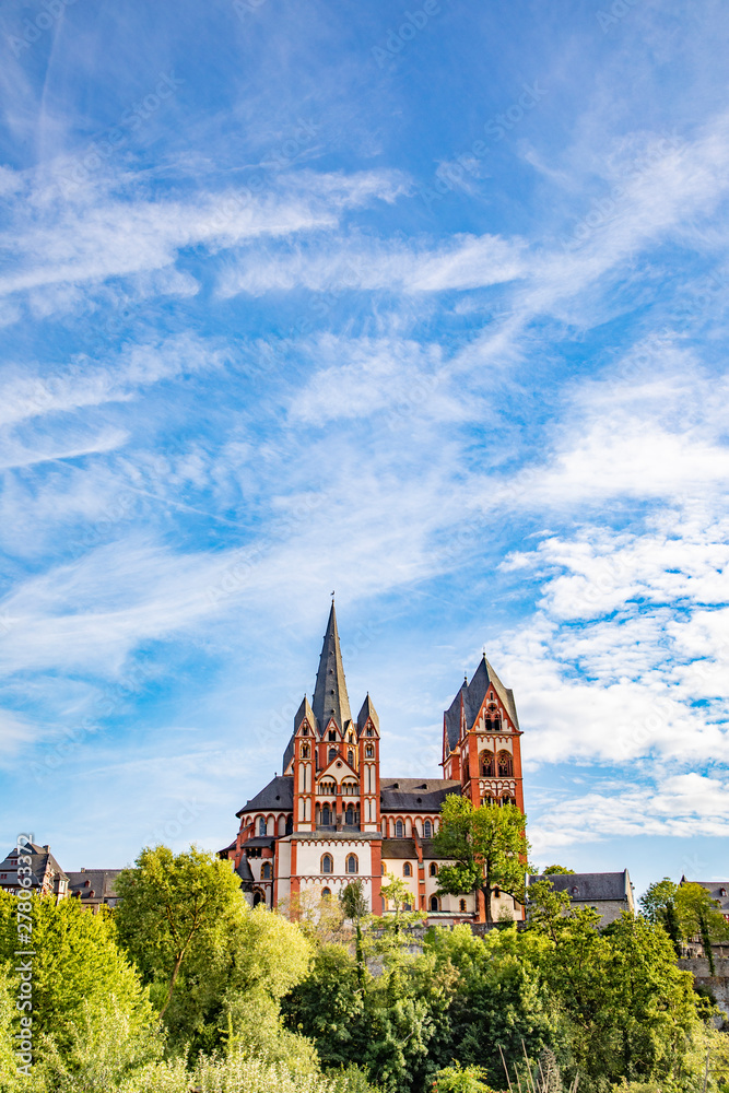 Fototapeta premium view to Limburg Cathedral with river Lahn