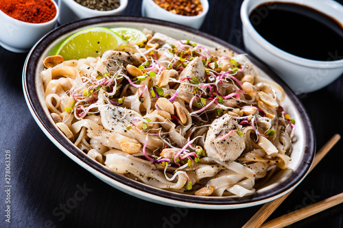 Pad thai - grilled meat and noodles