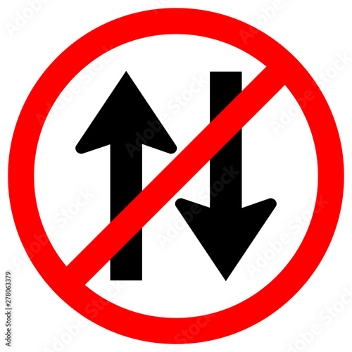 Forbid Two Way Traffic Road Sign Isolate On White Background,Vector Illustration EPS.10