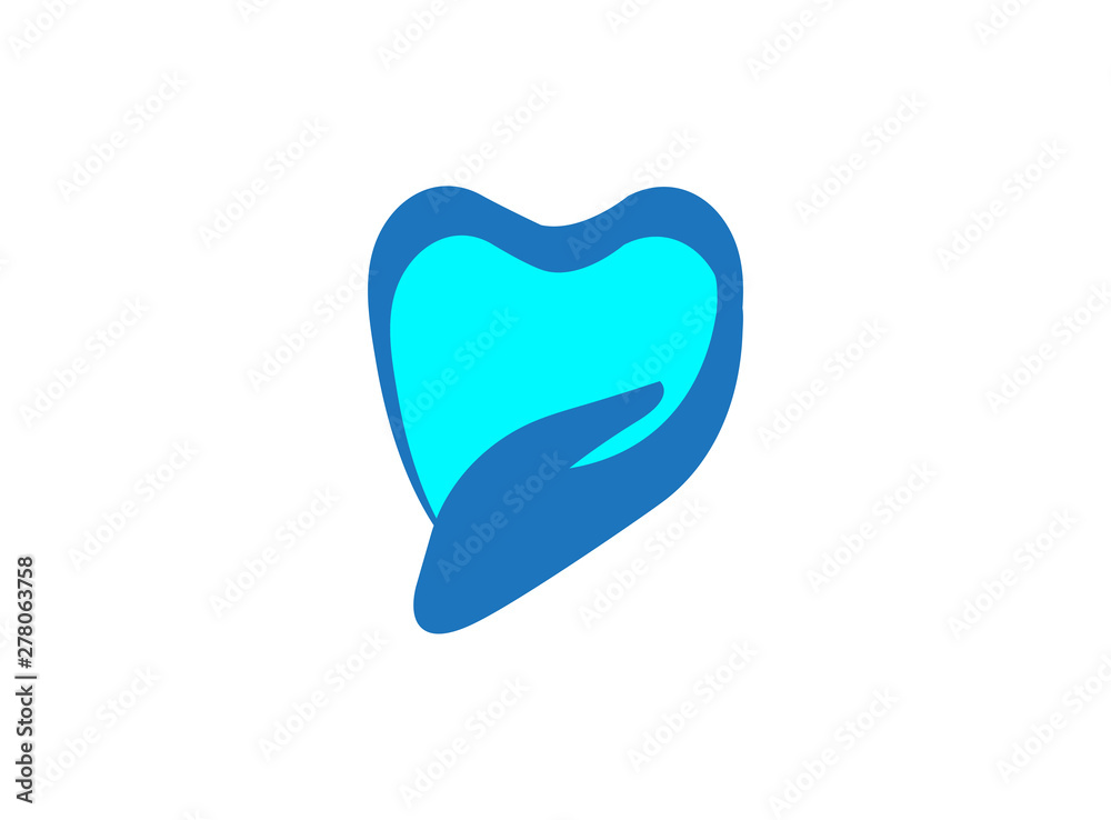 Hand that care for tooth and healthy mouth holding a tooth for logo design Hand that care for tooth and healthy mouth holding a tooth for logo design
