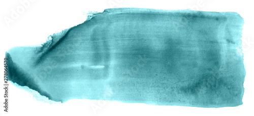 Abstract watercolor background hand-drawn on paper. Volumetric smoke elements. Blue-Green color. For design, web, card, text, decoration, surfaces.